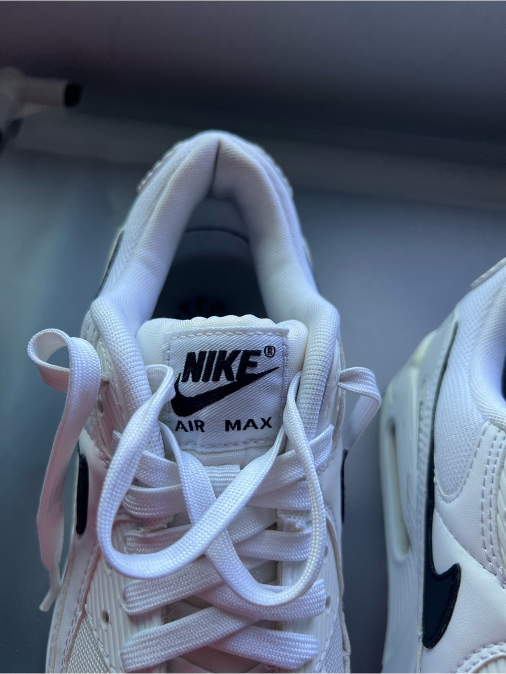 Nike Air Max Women's White Sneakers with Black Swoosh - Picture 5 of 5